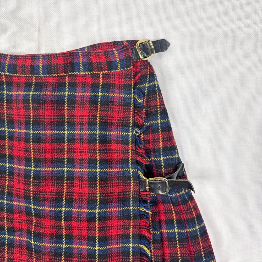Vintage GAP Wool Tartan Wrap Kilt Skirt Womens 3 4 Red Plaid Italy Made 90s - Picture 5 of 7